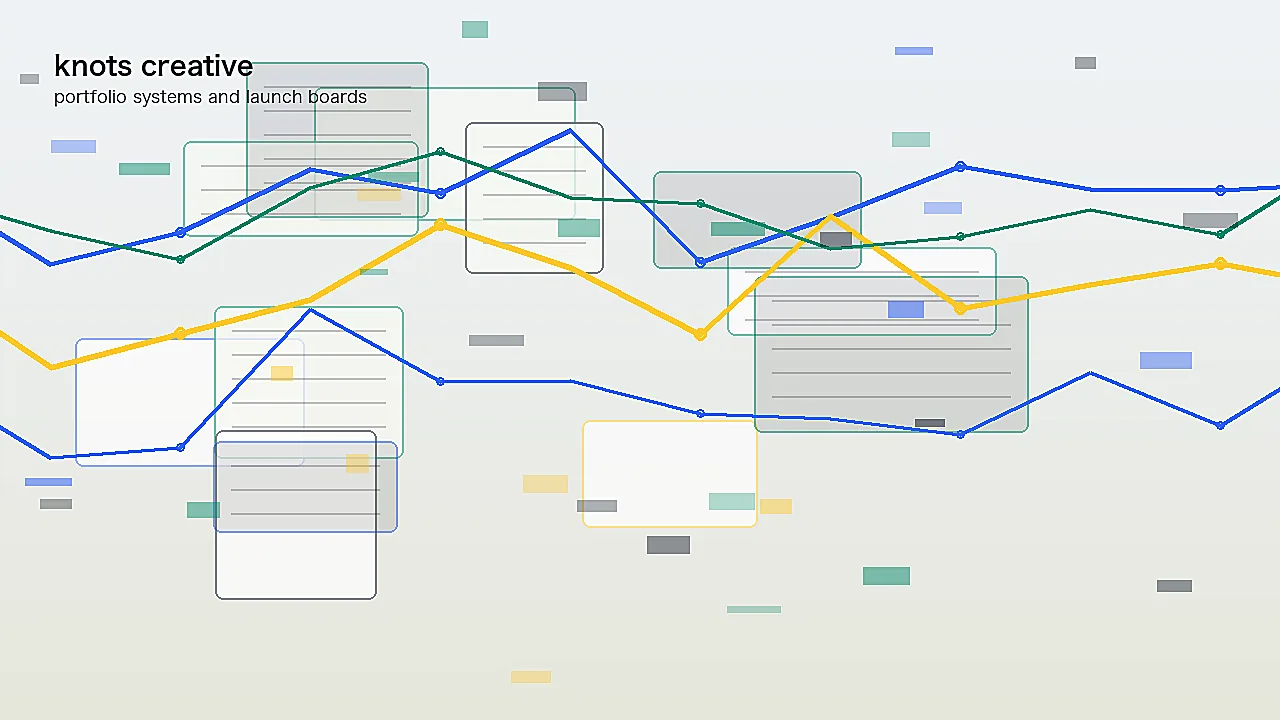 Abstract portfolio board for brand systems and launch projects
